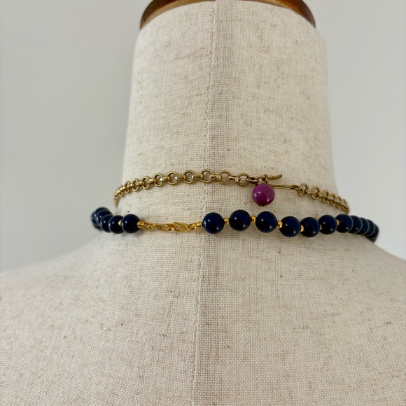 Vintage Estate Navy Blue and Purple Beaded Necklace Bundle - Picture 3 of 3